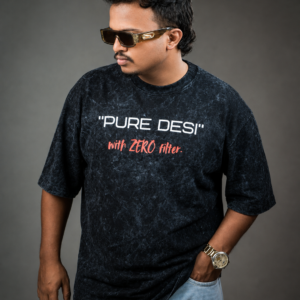 VINTAGE - DESI VIBE / BLACK AW (240 GSM Heavyweight Oversized Tee)