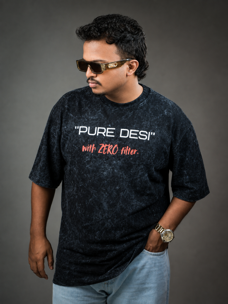 VINTAGE - DESI VIBE / BLACK AW (240 GSM Heavyweight Oversized Tee)