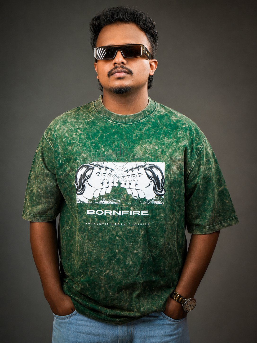 AUTHENTIC – URBAN CLOTHING / GREEN AW (240 GSM Heavyweight Oversized Tee)
